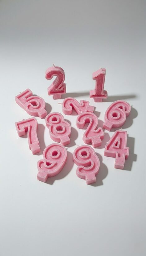 Bišu vaska Ciparu svece tortēm un kūkām | Gaiši rozā | Ar spīdumiem